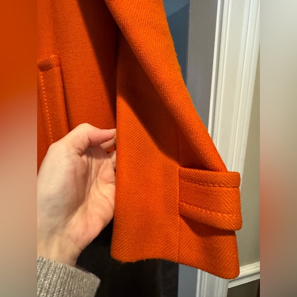 Rare Kate Spade Allie Orange Toggle Coat with Fur / Size 6 Medium - Picture 8 of 10